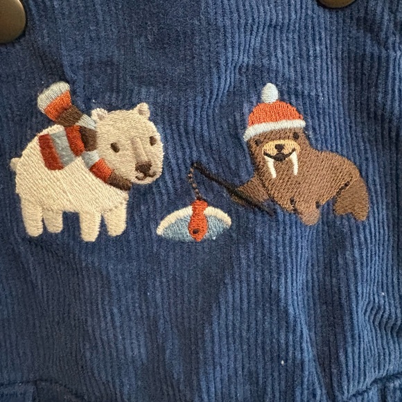 Gymboree Blue Corduroy Kids Overalls with fleece cuffs 6-9mo GUC - Picture 2 of 4